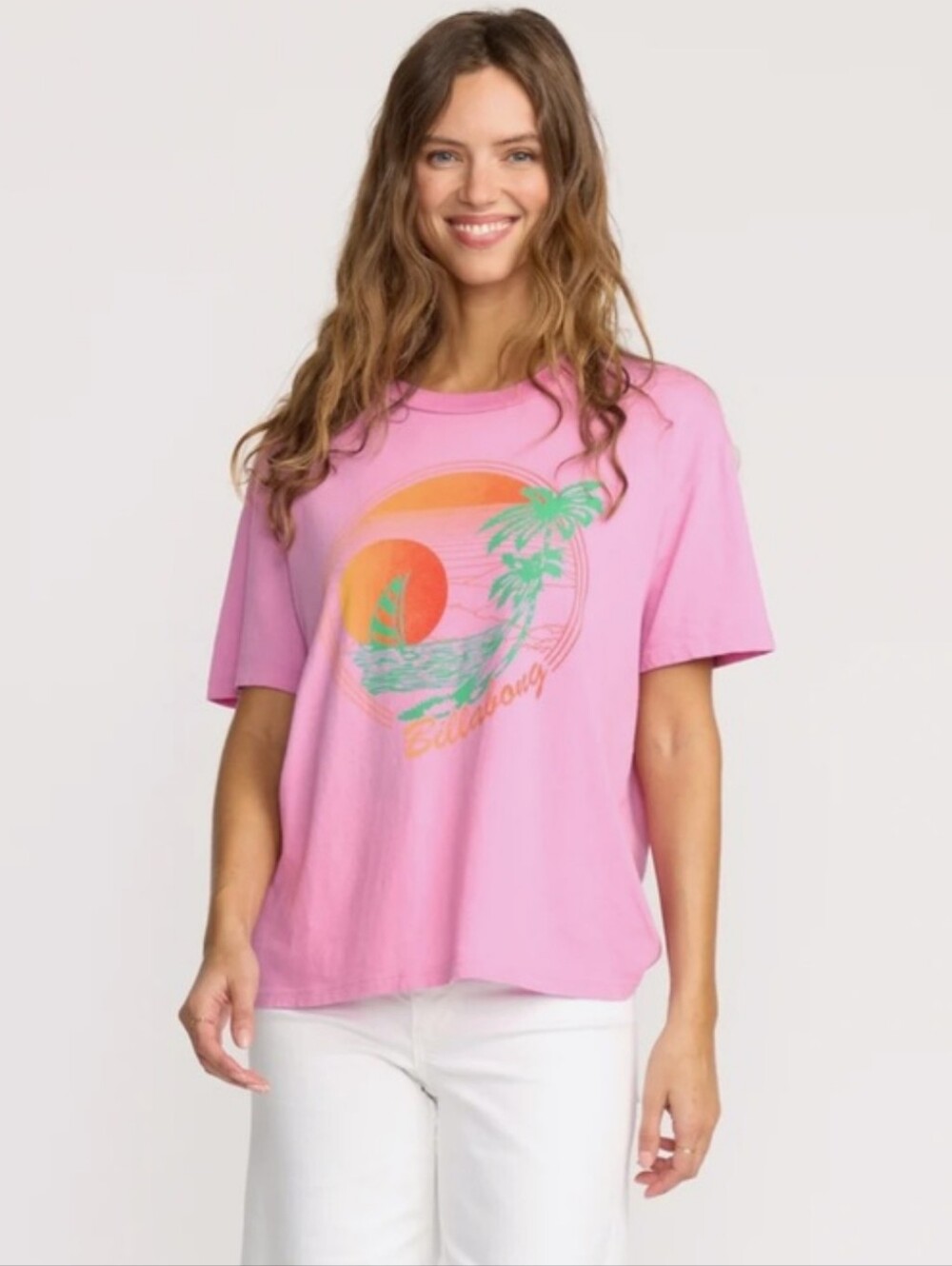 Billabong Pink Short-Sleeve Graphic Tee